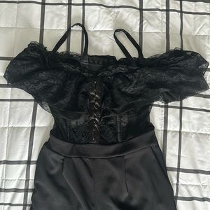 Lace top black jumpsuit. Express size 8 color: black